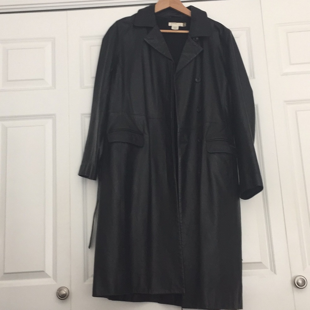 Knee length JCrew leather coat